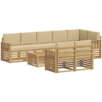 vidaXL Ensemble de canapés d'extérieur , 8 pièces, blanc et beige, 59 x 59 x 37 cm