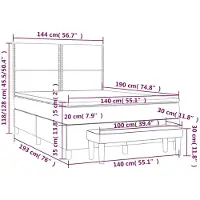 vidaXL Lit boxspring avec matelas noir 140x190 cm Tissu