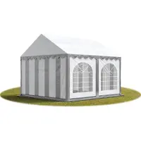 TOOLPORT Tente Barnum de Réception 3x3 m Bâches PVC 750 N gris-blanc Cadre de Sol Jardin