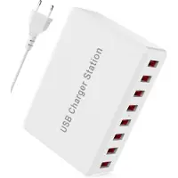 KALANKA -Chargeur USB 50 W - Bloc d'alimentation multi-ports - Station de charge 5 V 10 A pour plusieurs appareils - Station de charge pour iPhone 15/14/13 Pro Max, iPad, Samsung Galaxy S23, Huawei