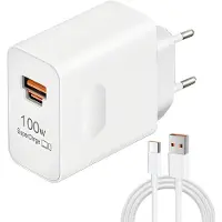 KALANKA -Chargeur Rapide Supercharge 100 W pour Honor & Hua-wei Chargeur USB C 2 Ports avec câble USB C 2 m 6 A pour Honor Magic 7 Pro 6 Lite/Honor 200, 400 Pro/Mate 70, 60, 40, 30, P60, P40