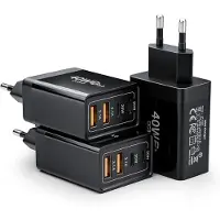 KALANKA -Chargeur pour iPhone, (3 Pack) 40W 4-Port Chargeur USB C, Prise USBC Multi Chargeur Rapide, Type C Adaptateur+QC USB Secteur pour iPhone 16 15 14 13 12 11 Pro Max X XS XR 8, iPad, Samsung Gal