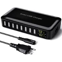 KALANKA -Chargeur USB, 8 ports, station de charge 40 W, écran LED, plusieurs appareils, compatible avec iPhone, Samsung, Google, Huawei, etc.