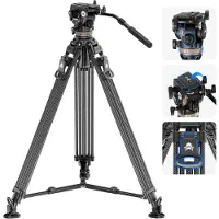 Neewer Carbon Fiber One-Step Video Tripod With Adjustable Damping Fluid Head (Carbone), Trépied, Noir