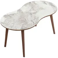 CALICOSY - Table basse organiqueReproduction marbre blanc L99 cm - NOCTIS