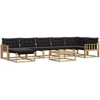vidaXL Ensemble de salon de jardin 8 pièces, blanc et noir, en bois d'acacia massif