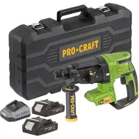 Procraft Marteau perforateur sans fil PHA40bb-c 20 V 2,6 J SDS plus Brushless + 2 batteries 2,0 Ah + chargeur + mallette