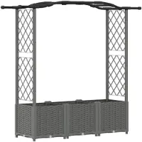 vidaXL Jardinière surélevée avec treillis et toit, gris clair, 164 x 40 x 138 cm, PP