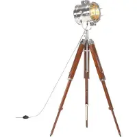 The Living Store Lampadaire tripode en bois massif de manguier 165 cm