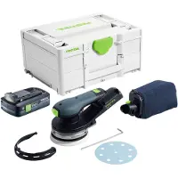 Festool Ponceuse excentrique sans fil ETSC 2 125-Basic 18 V 125 mm sans balais + 1 batterie 4,0 Ah + Systainer - sans chargeur