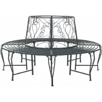 vidaXL Banc en forme d'arbre, 8 places, Ø 160 x 89 cm, acier gris argenté, rond