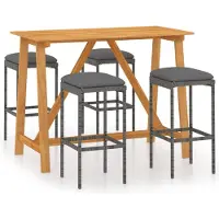 vidaXL Ensemble bar de jardin 5 pièces avec coussins Gris