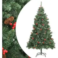 Syfax Sapin de Noël artificiel avec pommes de pin et baies 240 cm