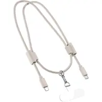 EPICO Handy-Lanyard beige / USB-C-zu-USB-C-Kabel / robuster Metallkarabiner (1.45 m, USB 2.0, 60 W)