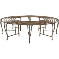 vidaXL Banc en forme d'arbre, 8 places, Ø 160 x 44 cm, acier brun antique, rond
