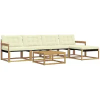 vidaXL Ensemble de salon de jardin 6 pièces, blanc et crème