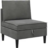 vidaXL Canapé central avec rangement, velours gris foncé