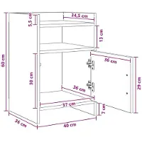 vidaXL Tables de chevet Chêne Sonoma 40 x 36 x 60 cm Bois d'ingénierie