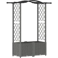 vidaXL Jardinière surélevée avec treillis et toit, gris clair, 125 x 40 x 138 cm, PP