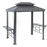 Sojag Aluminium Pavillon Messina BBQ 6x8 en métal Pavillon de jardin Cabane de jardin Plancher non disponible Tonnelle de jardin