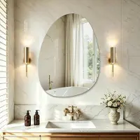 S'AFIELINA miroir mural asymétrique 75×55cm sans cadre miroir de pont miroir de salle de bain pour salon, salle de bain et chambre à coucher