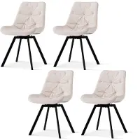 CLIPOP : lot de 4 chaises de salle à manger pivotantes, chaises de salle à manger en velours, chaises pivotantes rembourrées pour salle à manger et cuisine, beige