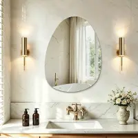 S'AFIELINA miroir mural asymétrique 60×45 cm sans cadre miroir de couverture miroir de salle de bain pour salon, salle de bain et chambre à coucher