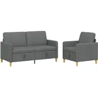 vidaXL Ensemble de canapés avec rangement, 2 pièces, gris foncé, polyester