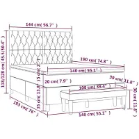 vidaXL Lit boxspring avec matelas bleu foncé 140x190 cm velours
