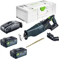 Festool Scie sabre sans fil RSC 18 EB-Basic 18 V Brushless + 2 batteries 8,0 Ah + chargeur rapide + Systainer