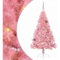 vidaXL Sapin de Noël artificiel pré-éclairé Rose 150 cm PVC