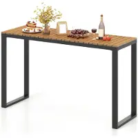 Costway Table de jardin 29 x 42 cm, résistante aux intempéries, table de terrasse avec plateau en WPC et structure métallique, table de balcon rectangulaire, table à manger d'extérieur