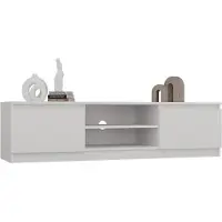 BellaFurn Meuble TV moderne Malwa 140 cm avec tablette et passage de câbles | Couleur : blanc | Dimensions : 140 x 40 x 36 cm