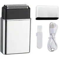INF Rasoir de voyage portable pour homme — Mini USB rechargeable, IPX étanche, moteur constant puissant Argent