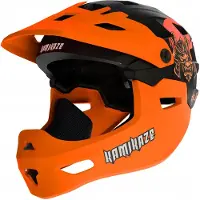 Kamikaze Casque Ronin Helmet Orange M 2-en-1 avec mentonnière amovible pour trottinette électrique, VTT et tout-terrain