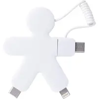 KALANKA -- Buddy Câble Multi USB 4 en 1 - Chargeur Universel en Plastique Recyclé - Connecteurs USB, USB-C et Lightning - Compatible Smartphones et Tablettes - Blanc