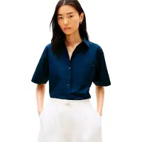 Tommy Hilfiger Ww0ww48899 Short Sleeve Shirt Bleu XL Femme