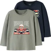 Name it T-Shirt 'NMMVUX' bleu foncé / orange pastel / orange foncé / blanc