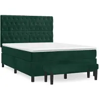 vidaXL Lit boxspring avec matelas vert foncé 140x190 cm velours