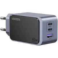 UGREEN Chargeur secteur Gan avec 2 USB-C et 1 USB-A 65W Gris anodisé