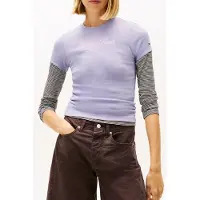 Tommy Hilfiger Ess Logo 1 Rib Slim Fit Short Sleeve T-shirt Violet M Femme