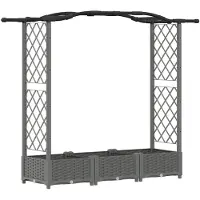 vidaXL Jardinière surélevée avec treillis et toit, gris clair, 169 x 40 x 123 cm, PP