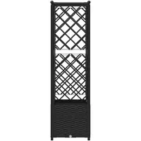 vidaXL Jardinière surélevée avec treillis et toit, noir, 124,5 x 40 x 138 cm, PP