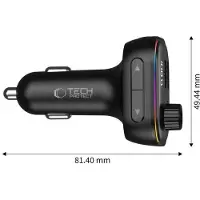 Tech-Protect CC07 3-PORT KFZ-LADEGERÄT PD 54W + FM-BLUE-TOOTH-SENDER SCHWARZ, Adaptateur pour véhicule, Noir