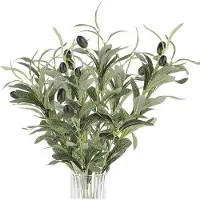OEM Branches d'olivier artificielles, lot de 10, 30 cm, vertes, éléments de décoration grecs