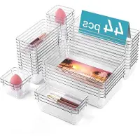 OEM Ensemble d'étagères de rangement transparentes pour produits cosmétiques - 44 pièces en 4 tailles pour la chambre et la salle à manger - Étagères de rangement en plastique