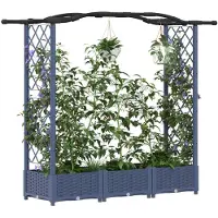 vidaXL Jardinière surélevée avec treillis et toit, gris, 169 x 40 x 123 cm, PP