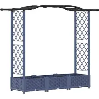 vidaXL Jardinière surélevée avec treillis et toit, gris, 169 x 40 x 123 cm, PP