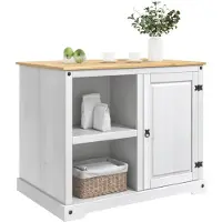 vidaXL Chariot de cuisine , 2 pièces, blanc et cire d'abeille, 112 x 77 x 91,5 cm