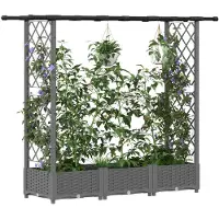 vidaXL Jardinière surélevée avec treillis et toit, gris clair, 164 x 40 x 121 cm, PP